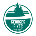 Georges River Land Trust logo in in green and white with pine treees and river